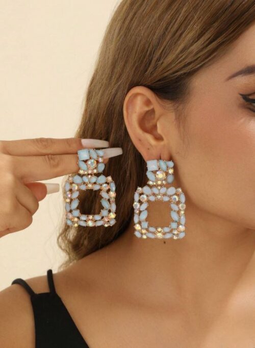 Geometric Colorblock Hollow Square Earring