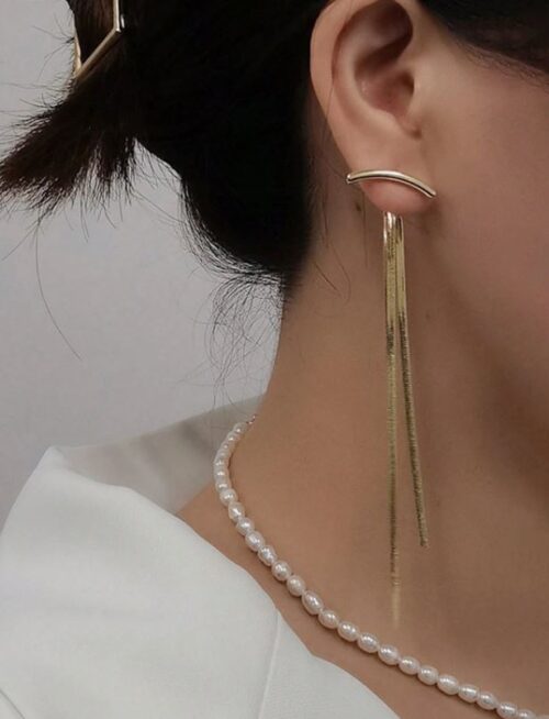 Korean Style Minimalist Fringed Earring - Image 2