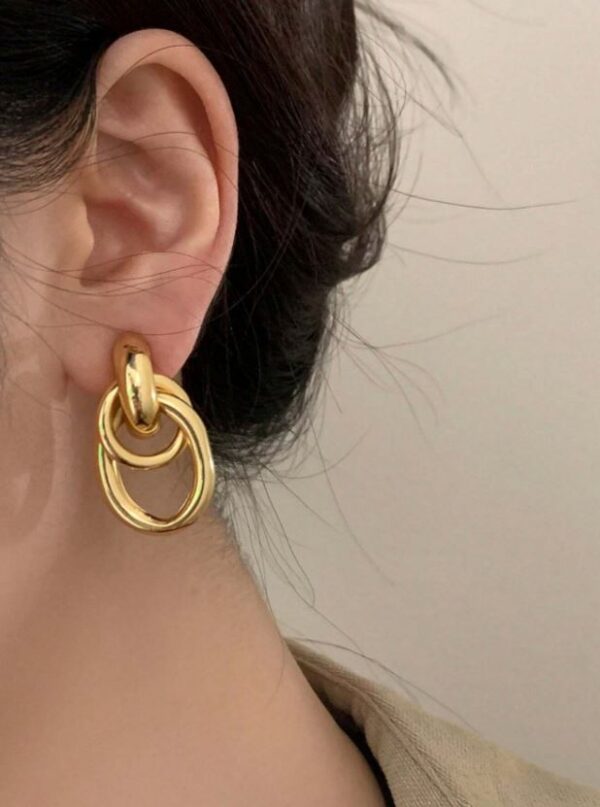 Gold Tone Alloy Multi-Turn Knotted Design Stud Earring