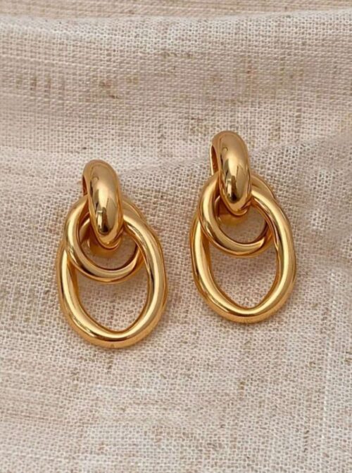 Gold Tone Alloy Multi-Turn Knotted Design Stud Earring - Image 2