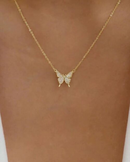 Full Rhinestone Butterfly Shaped Necklace